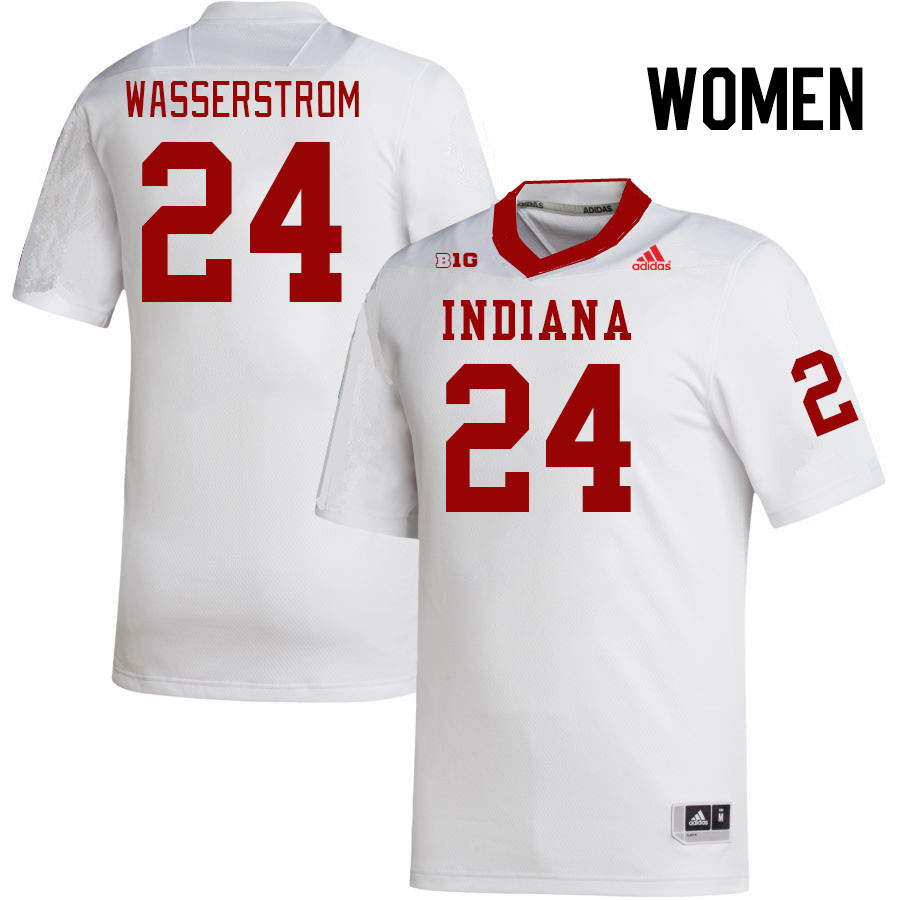 Women #24 Jackson Wasserstrom Indiana Hoosiers College Football Jerseys Stitched-White